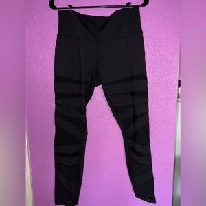 LULULEMON Black Wunder Under Leggings High Rise with Mesh Cut Outs